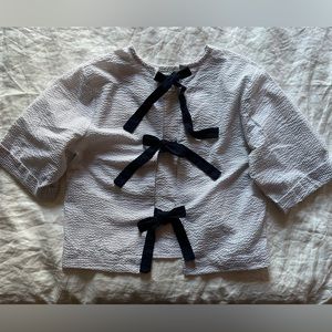 Cotton Cropped Tie-Up Top. US M